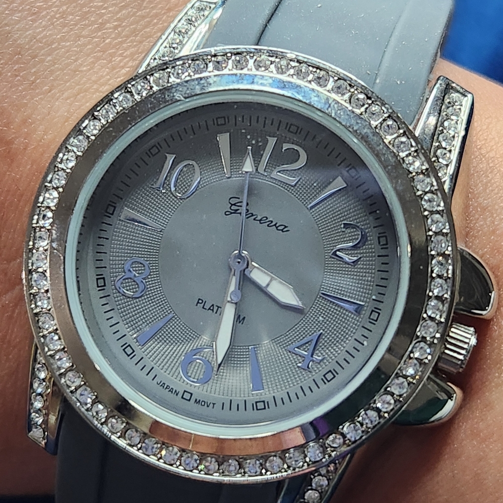 Geneva Y2K Rhinestone Gray Watch